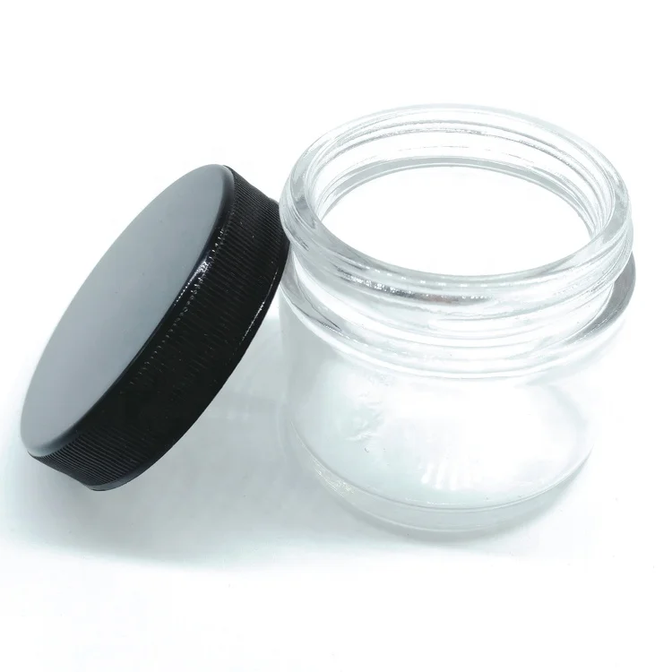 4oz Clear Cosmetic Glass Container For Body Scrubs Body Butters With Black Screw Lid Buy Glass