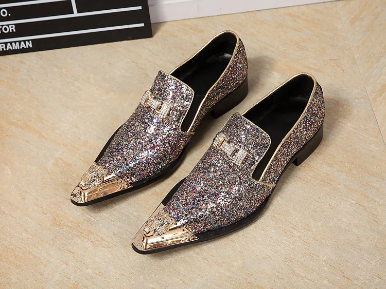 Bm054 Sequin Snakeskin Pattern Men Dress Shoes Party High Heel Shoes ...