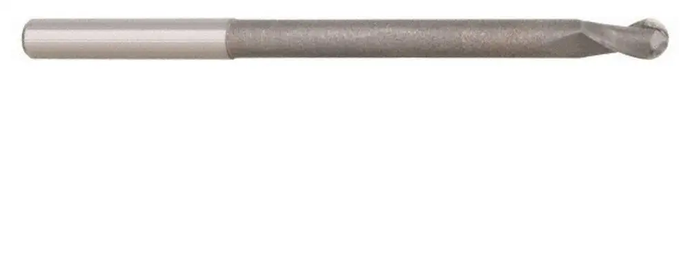 5/16" Diam, 5/8" Length of Cut, 4 Flute Solid Carbide Ball End Mill, Uncoated, Single End, 4" OAL, 5/16" Shank Diam, 40° Helix, Spiral Flute, Extended Reach, Centercutting