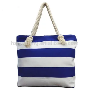 blue stripe beach bag