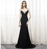 2019 V-Neck Black Skinny Dressing Gown Beaded Sexy Backless Evening Dress Presenter Costume Prom Dress