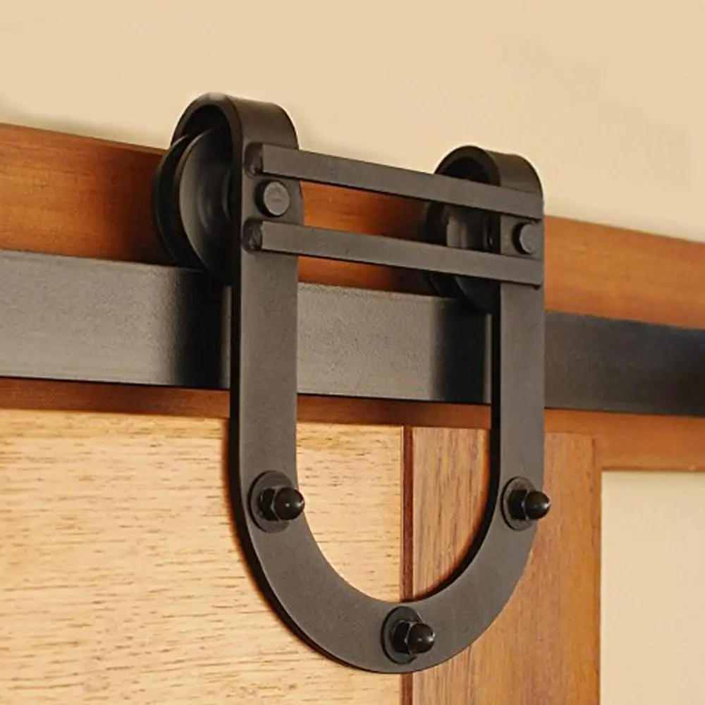 2019 Antique Horseshoe Roller Sliding Barn Door Hardware Dark
