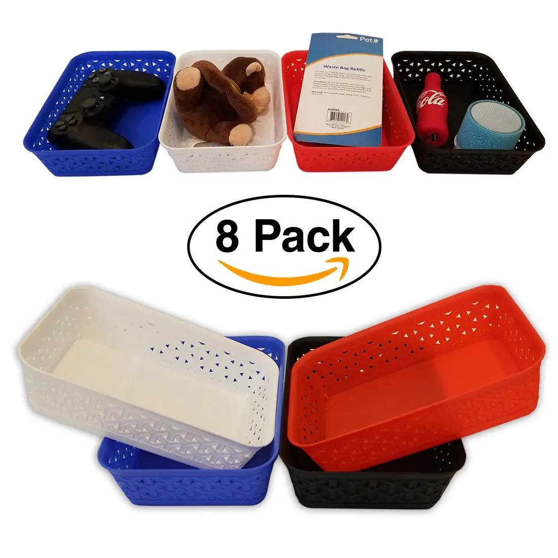 Basic Square Mini Bin Storage Trays White 3pk By Mainstay Bin Storage Trays White 3pk By Mainstay