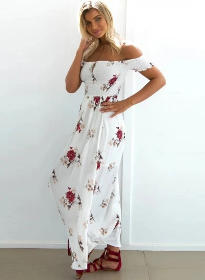 off shoulder maxi dress casual