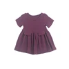 Kids Clothes Boutique Online Wholesale Accessible pockets Solid O-neck Short Sleeve Girls Muslin Dress