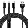 Nylon Braided 3 in 1 Fast USB Charging Cable for iPhone Micro Type-C