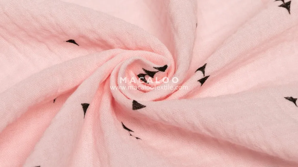 Low MOQ cotton crinkle double gauze fabric for baby