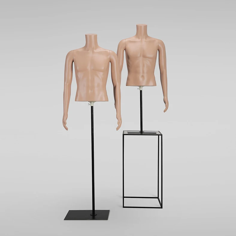 便宜的上身无头身体布料男士尺寸西装模型塑料男性人体模特半身