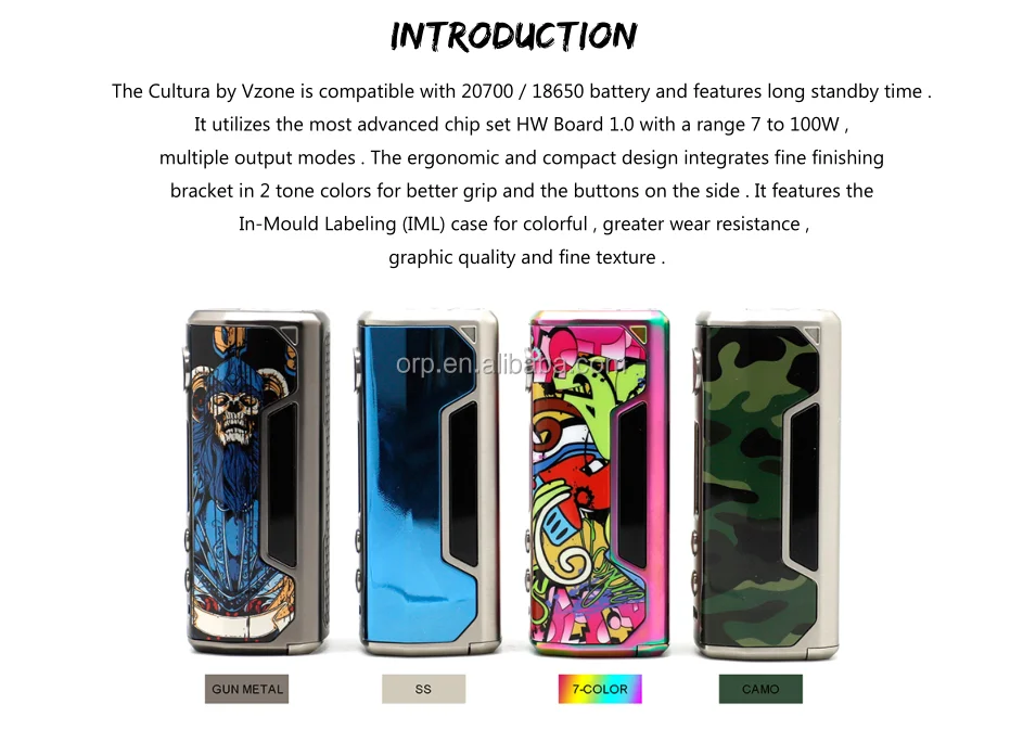 2018 hot vape mod  Vzone Cultura 100w mod by Vzone factory the best ecig