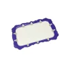 Rectangle blue and gold rim decorative serving plate ceramic food serving tray