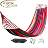 Portable Durable Canvas Camping Hammock Thickening Widen Single Swing Bed with Wooden Spreader Bar