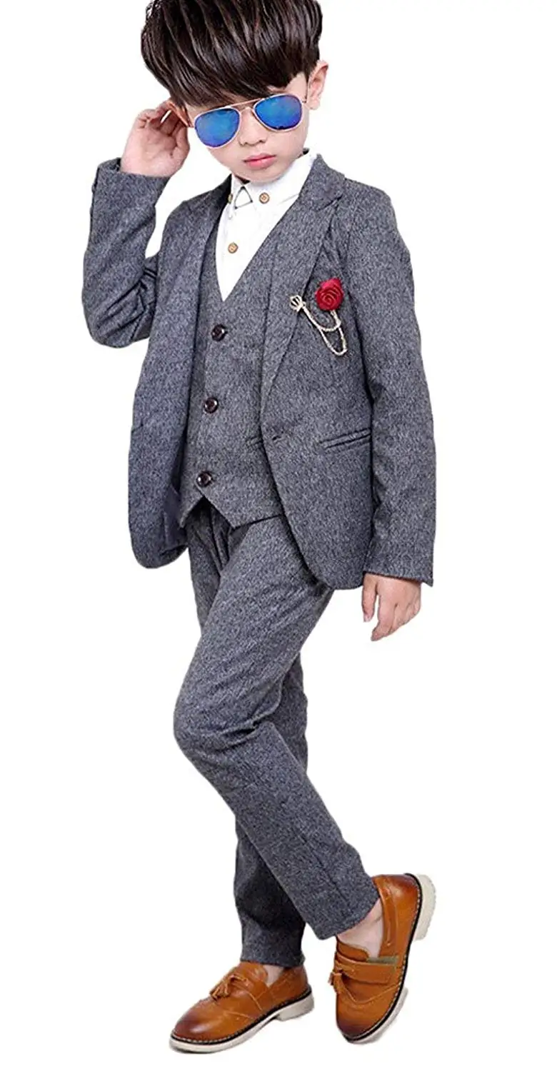 YUSKYMen Plaid 3-Piece Suit Blazer Jacket Tux Vest /& Trousers Set