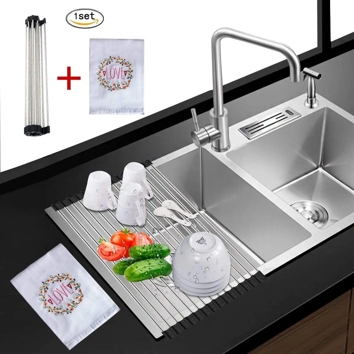 Buy Roll Up Dish Drying Rack Over Sink Stainless Steel