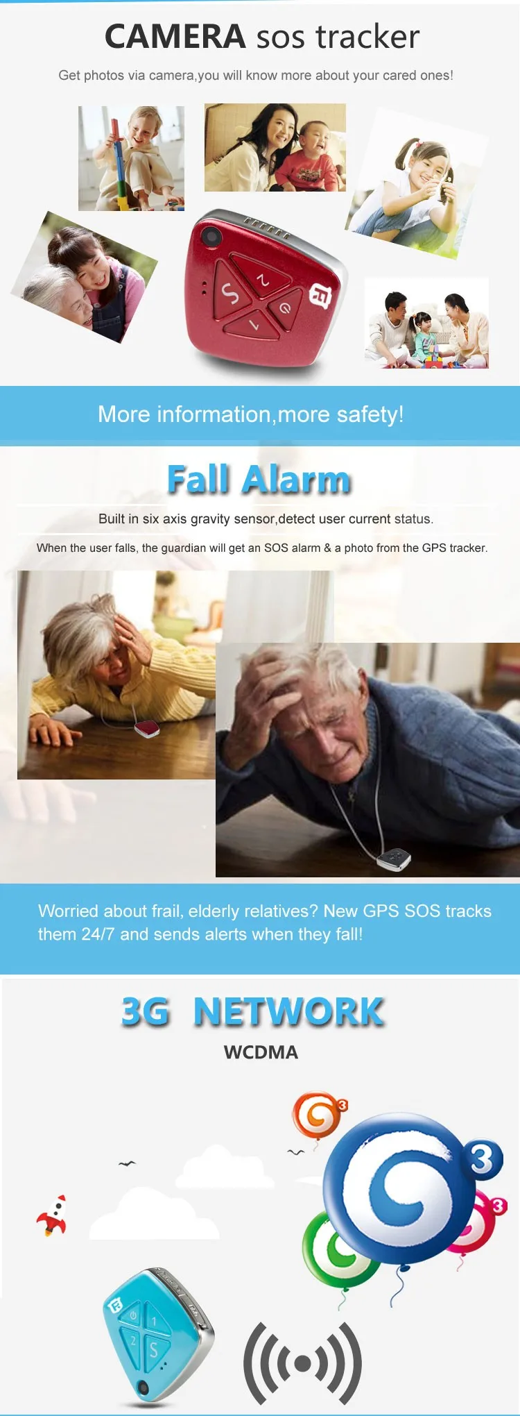 new product 3g children necklace personal gps tracker mini for kids elderly with camera