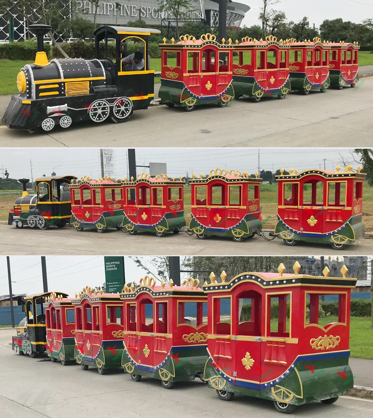 Download Adult Rides Battery Operated Express Electric Trackless Ride On Train Set For Amusement Park ...