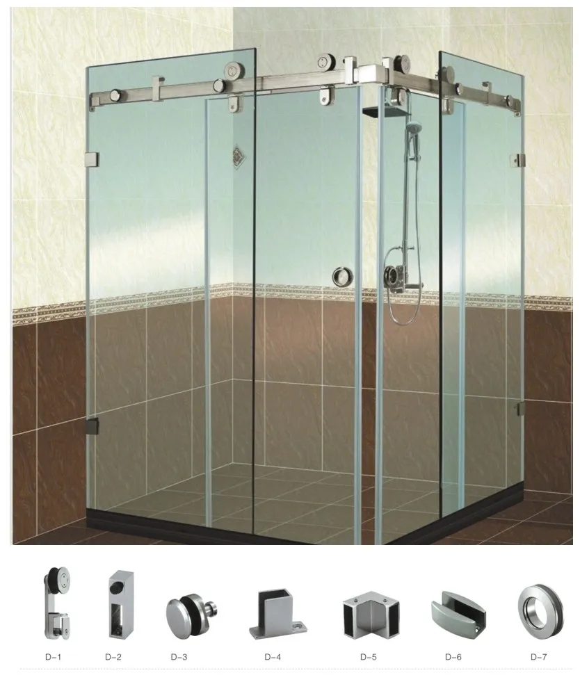 Stainless Steel Frameless Sliding Shower Hardware Enclosure For 90