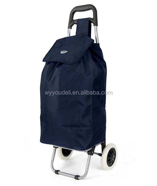 Large Shopping Trolley Cart 2 Wheels Foldable 47L Capacity Durable Luggage Bag 