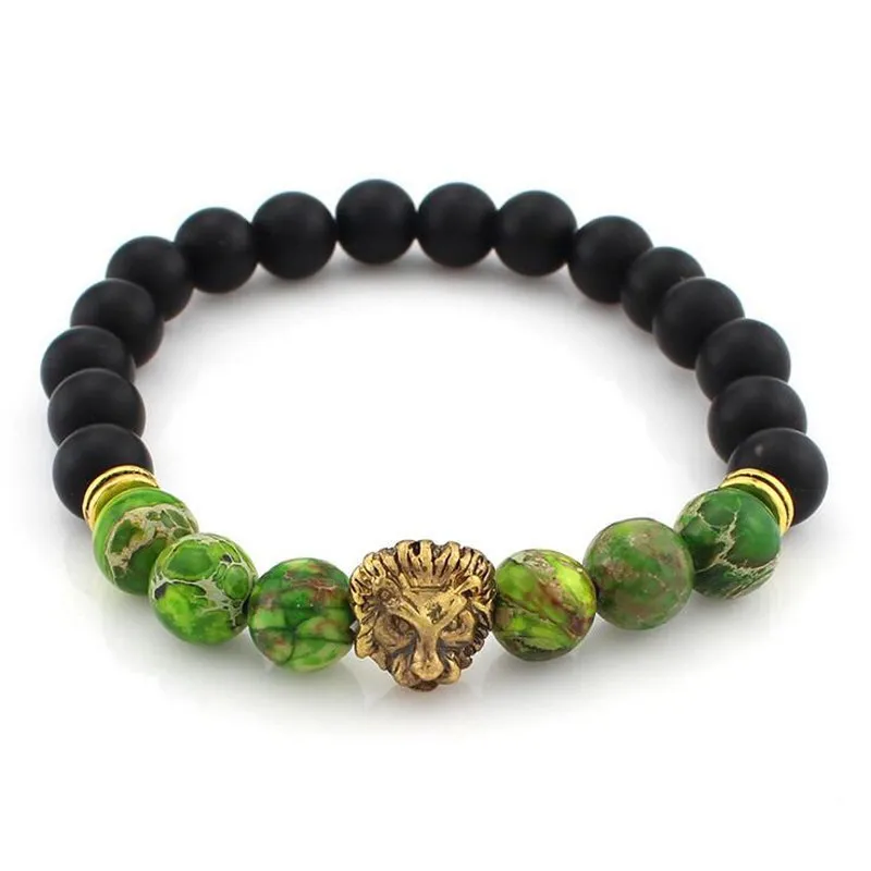 2017 New Male Bracelet Silver And Gold Lion Head 8 Mm Regalite Onyx 2017 New Male Bracelet Silver And Gold Lion Head 8 Mm Regalite Onyx Stone Beads Elastic Mala Yoga Jewelry Men Gift Bead