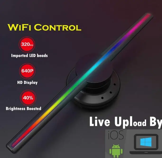
2019 DH02 Factory WIFI Control 3D Hologram fan compatible with iPhone Android Smartphone 640P HD holographic projector display 
