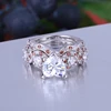 Brilliant Heart Cut red and clear CZ 925 sterling silver ring with cubic zirconia Bridal Set rings