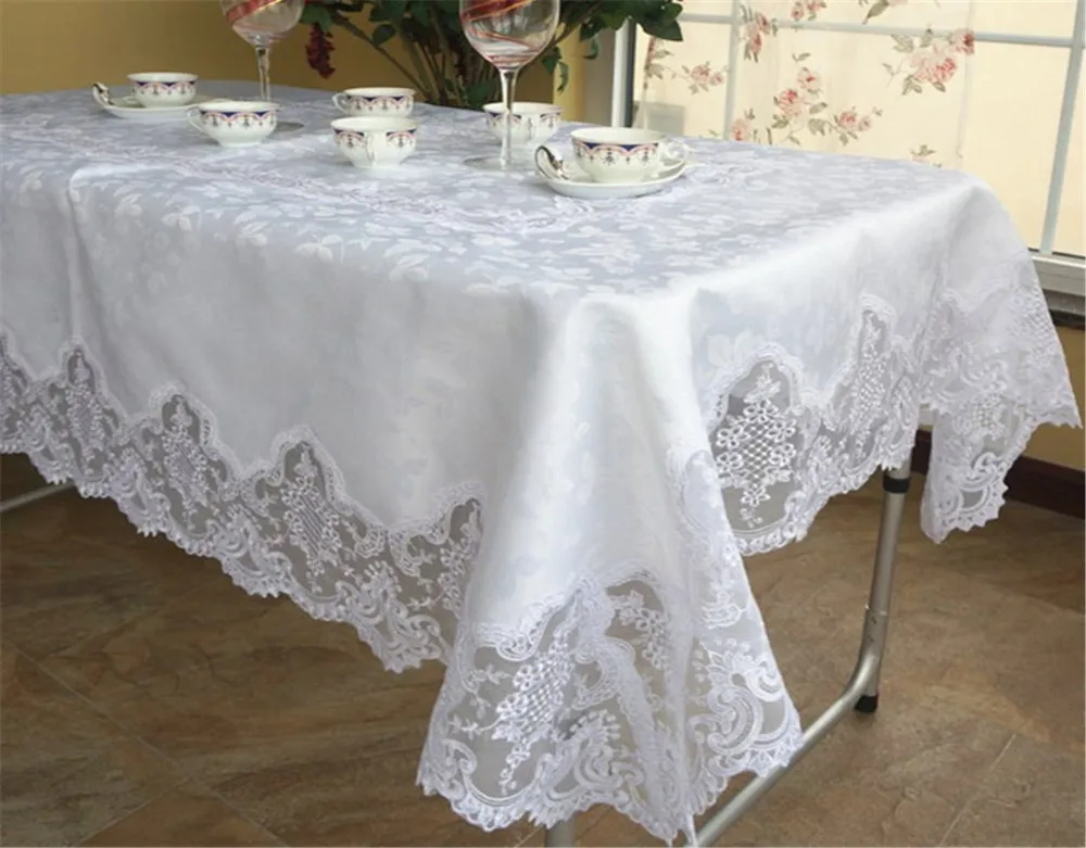 Popular Design Wholesale Wedding Hotel Polyester Lace Border Tablecloth ...