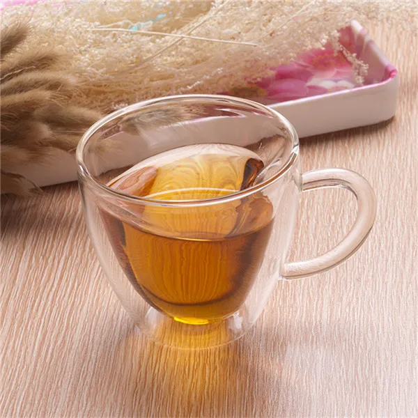 Heart shape shaped glass tea coffee tea cup teacup double wall double walled lovely tea set gift clear dragon fashionable gift