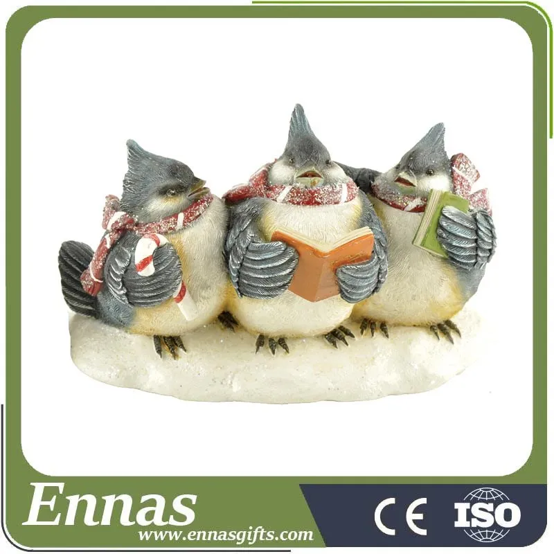 Polyresin blue bird family figurines for gifts and decoration