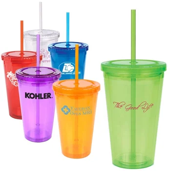 Custom Logo16oz Clear Single Wall Ps Hard Plastic Reusable Tumbler Cup ...