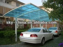 Strong waterproof aluminium car cover for car parking with polycarbonate roof