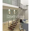 Hot selling indoor wooden stair with wire railing