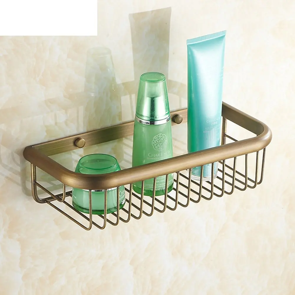 Thickened antique bathroom racks/Copper storage baskets/Wall/Bathroom Bathroom accessories-A