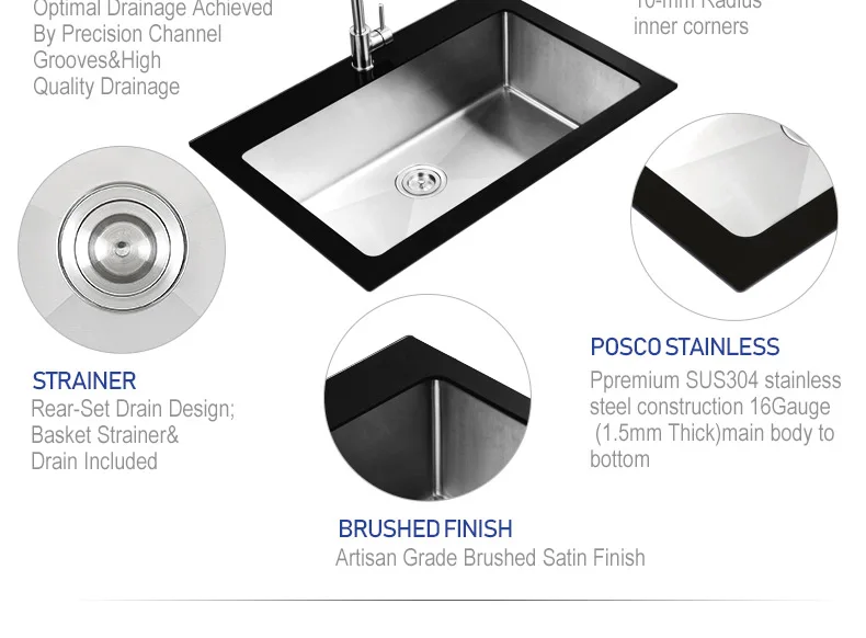 Modern Style  Environmentally Friendly  Single  Sink Kitchens with sink plug