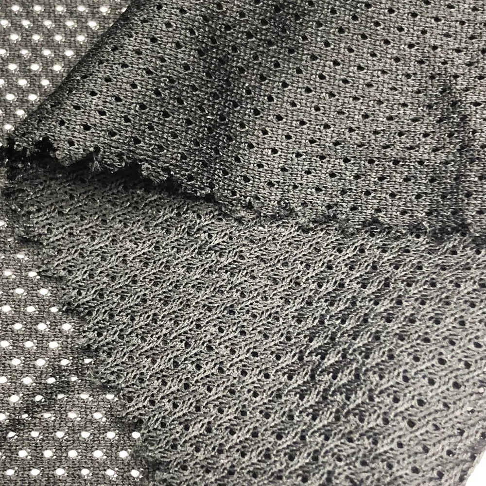 100 Polyester Warp Knit Fabric 5*1 Dty Tricot Black Mesh Football
