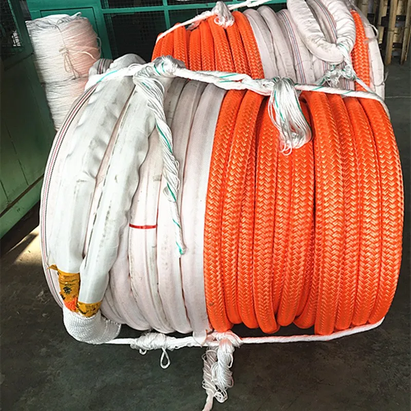 Orange Double Braided Uhmwpe Rope In Core Polyester Rope Jacket For