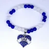 HUSURU Jewelry Blue Crystal Heart Greek Life Zeta Phi Beta Sorority Beaded Bracelets Bangles Elastic String