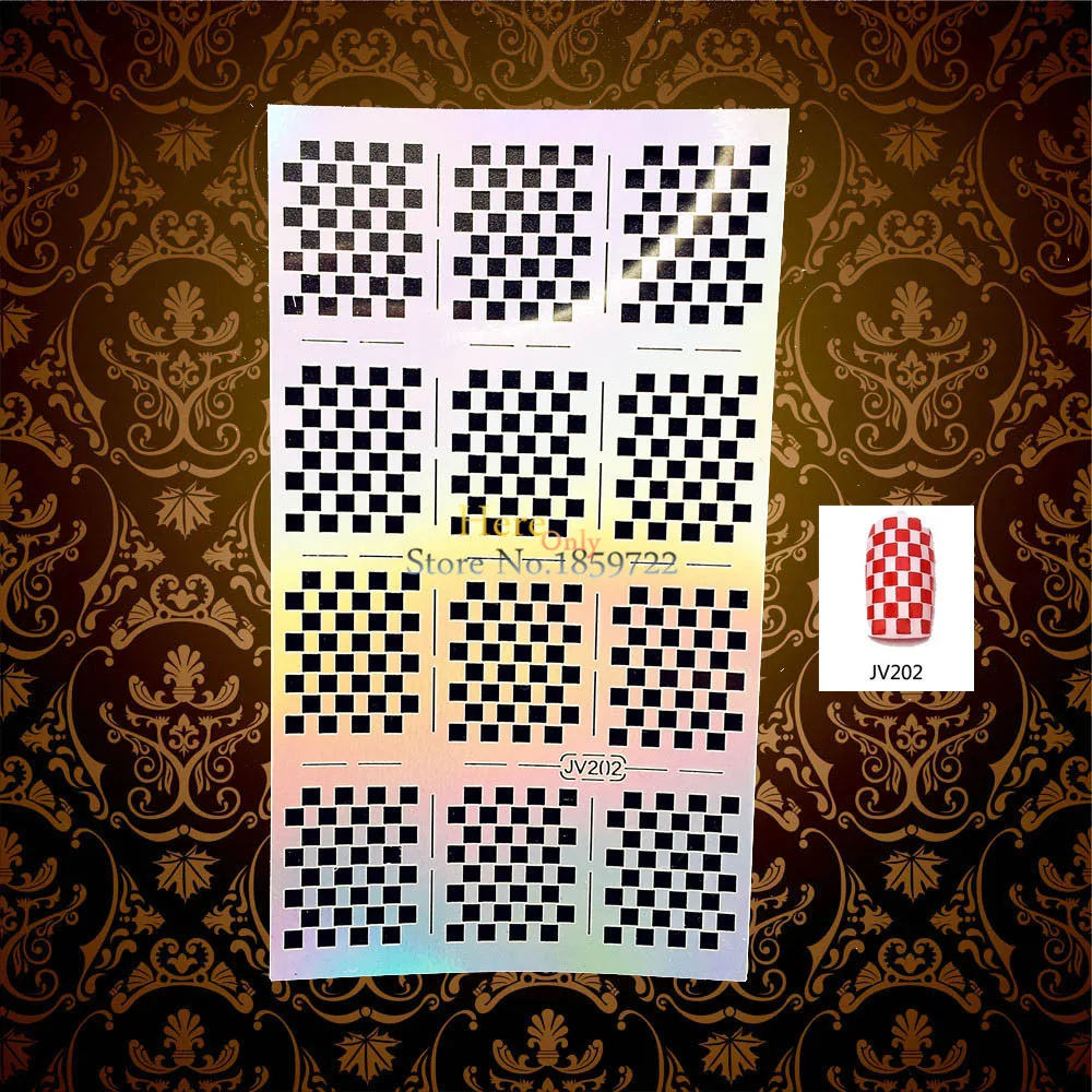 1PC Beauty Squar Gird Mesh Nail Art Stickers Stencil Template HJV202 Hollow Out Pattern Nail Foils