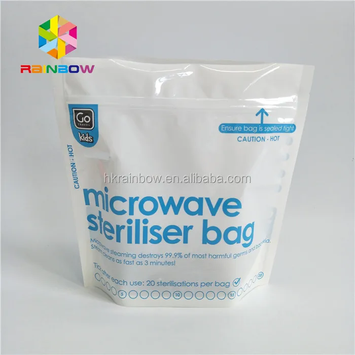 Food Grade Custom Printed Ziplock Stand Up Plastic Microwave Steaming