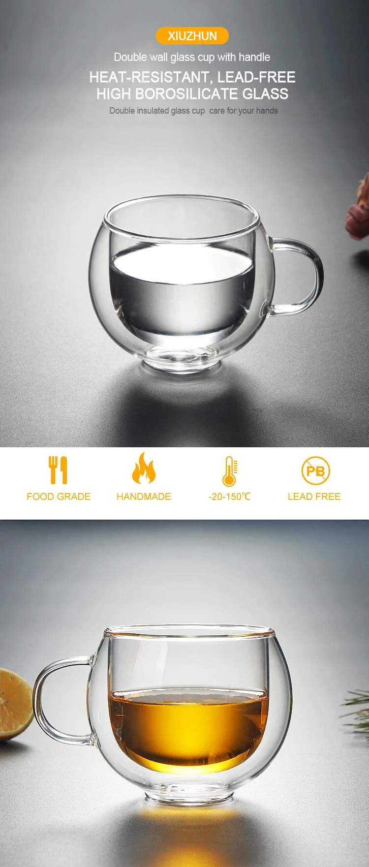 Double Wall Glass Espresso Cups set Insulated Coffee Shot Glasses