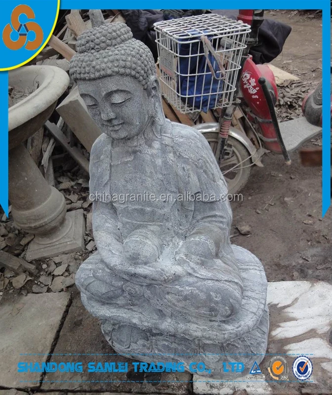 H60cm antiqued finish limestone buddha statue