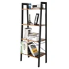 Customized portable european style antique rustic wooden office bookcase ladder shelf