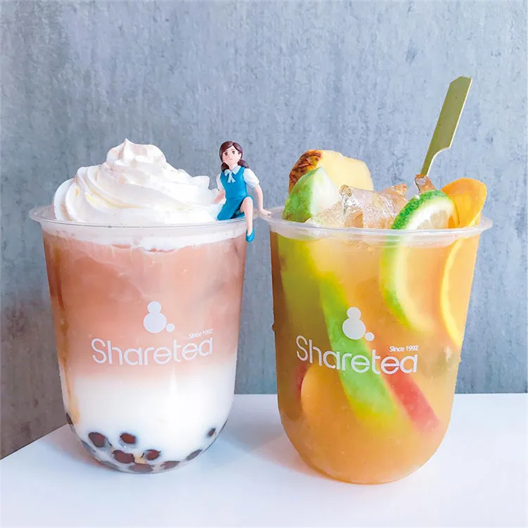 Custom Printing Plastic Bubble Tea Cup Disposable Transparent Plastic