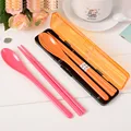 Hot Portable Tableware Sets Plastic Folding Spoon Fork Chopsticks Outdoor Travel Picnic Lunch Box Dinnerware For