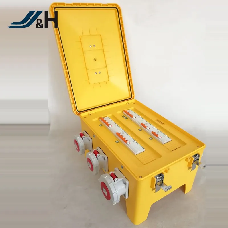 32 Way Three Phase Stackable Portable Power Distribution Box,Yellow