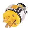 Rubber Yellow Electrical Grounded Plug Connector Socket