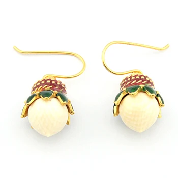 Ivory Antique Sterling Silver Earrings Natural Ivory Antique Sterling Silver Earrings