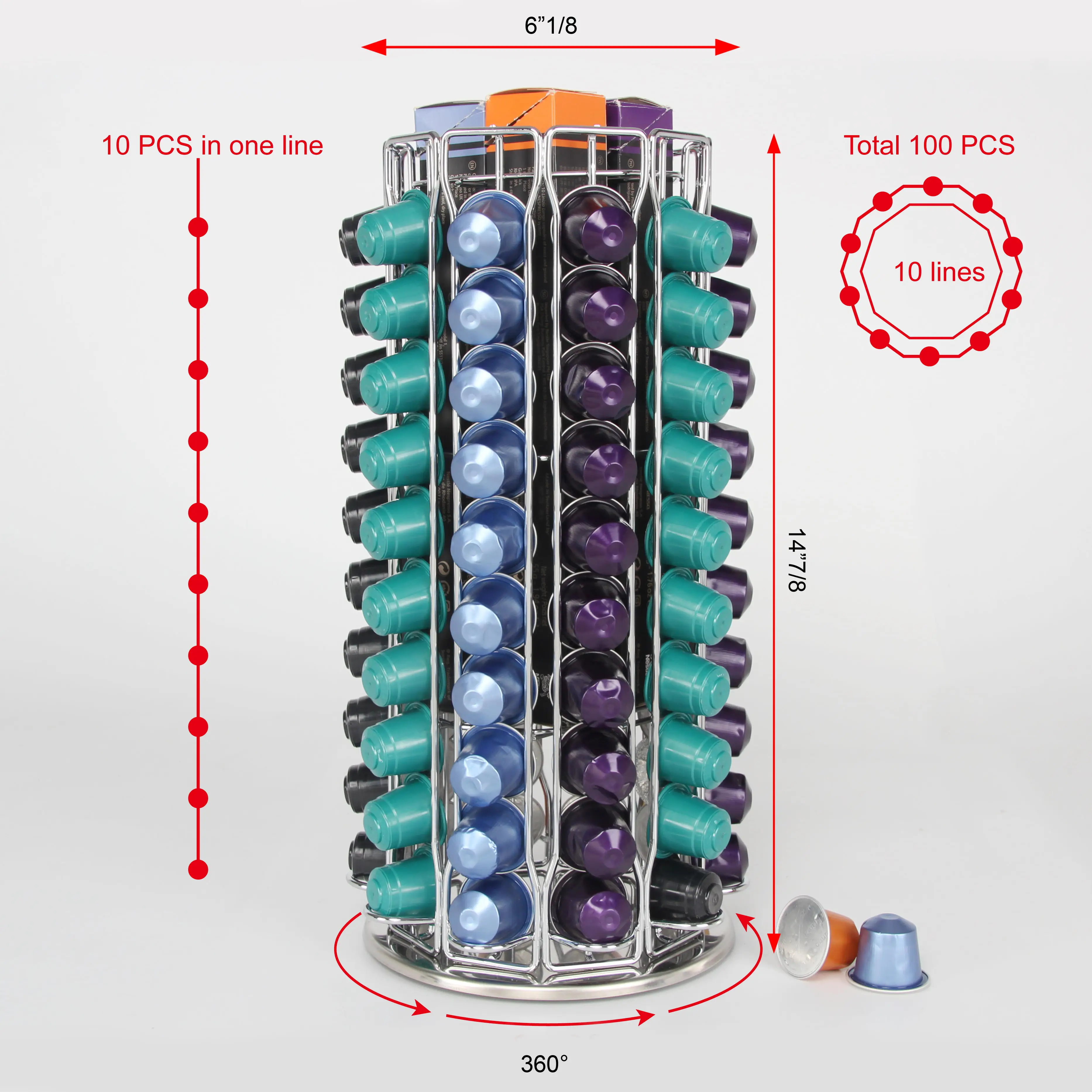 Rotating 100 Pods Nespresso Coffee Pod Storage Holder Buy Nespresso Holder,100 Pods Coffee