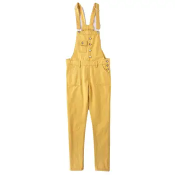 yellow denim overalls