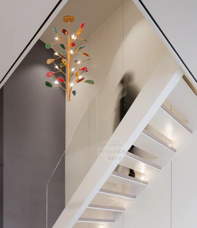 Wholesale Unique gold agate living room  Lighting flower Vintage Designer Hotel Chandelier LED pendant lights