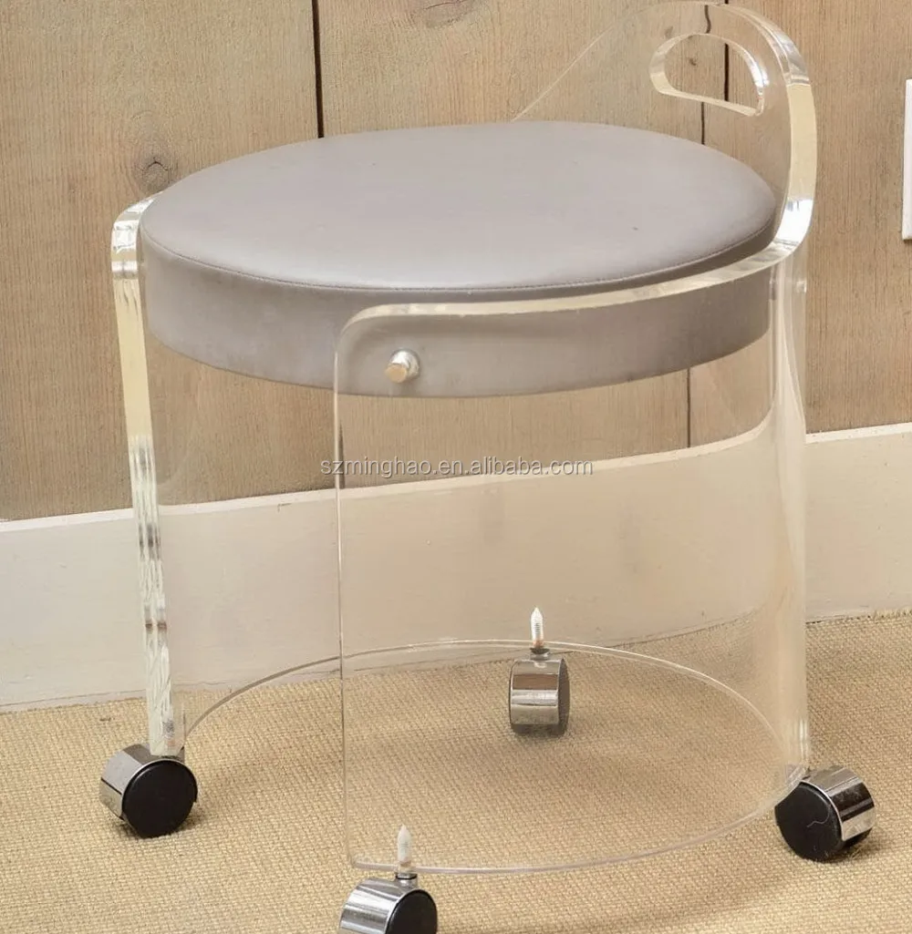Acrylic Bathroom Vanity Stool With Wheels Buy Acrylic Bathroom Vanity Stool