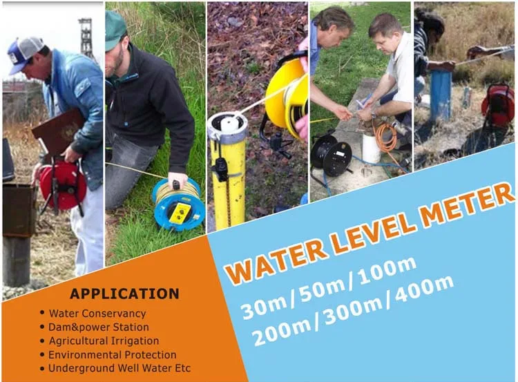 GLT500A 30-500m Steel Tape Battery Deep Well Underground Water Level Indicator